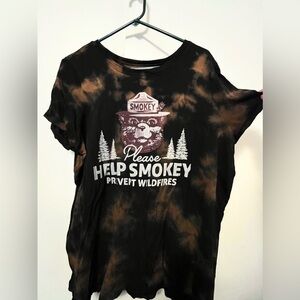 torrid Black and Brown Tie-Dye Smokey Bear Graphic Tee